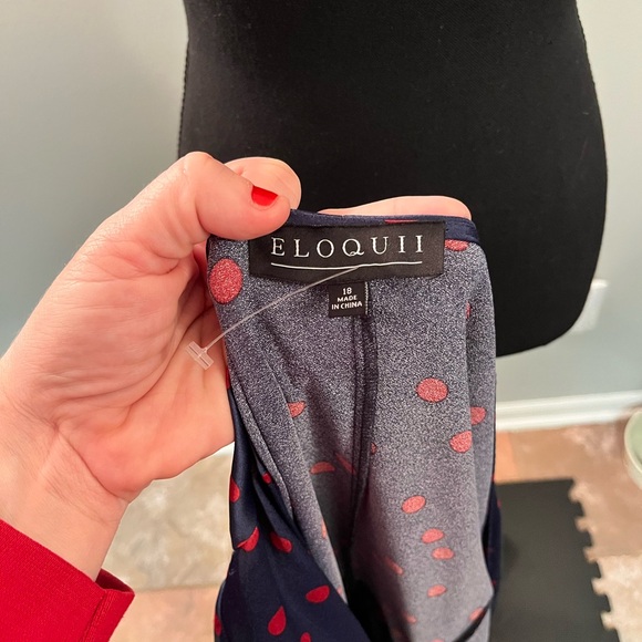 Eloquii Blue and Red Wrap Dress Long Sleeve - Picture 6 of 6